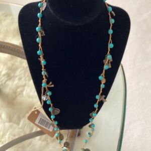 NWT. Artisan Turquoise Necklace with Spiritual Medallions